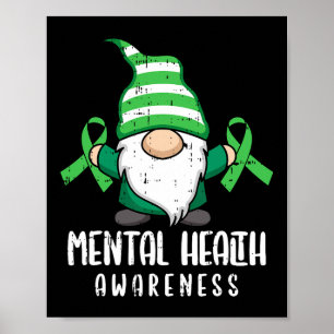 Poster Gnome Green Ribbon Mentale Guerrier de sensibilisa