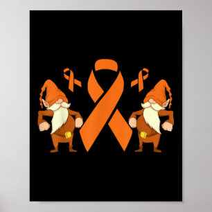 Poster Gnome Guerrier du Cancer Ruban Orange Sensibilisat