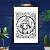 Poster Gnome May Flower Mandala Adult Coloration