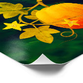 Poster Gnome mignonne, Citrouilles et feuilles d'automne (Coin)