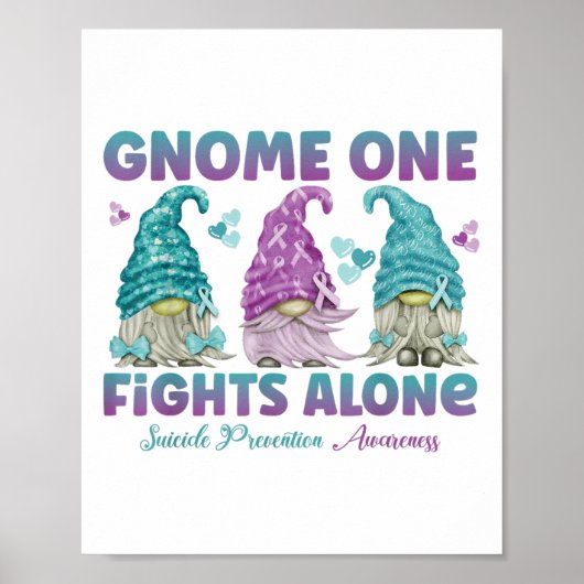 Poster Gnome One Fights Alone Suicide Prevention Awarenes (Devant)
