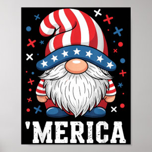 Poster Gnome Patriotique Américain USA Fête de l'Indépend