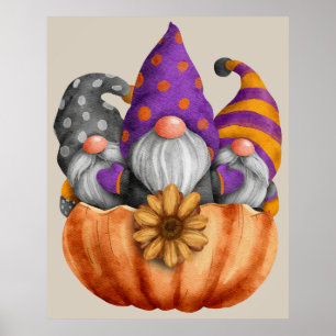 Poster Gnome Pumpkin Trio