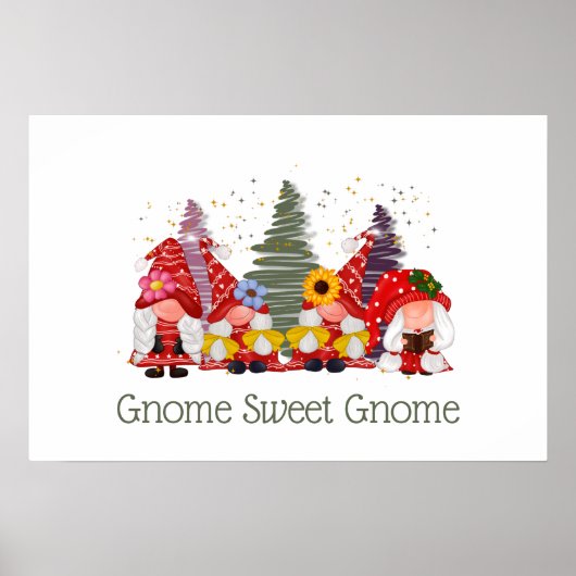 Poster Gnome Rouge Vert Elfe Gnome Gnome Sucré (Devant)