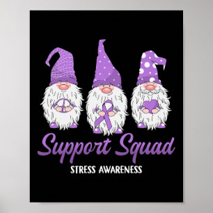 Poster Gnome Support Squad Lavender Ribbon Stress