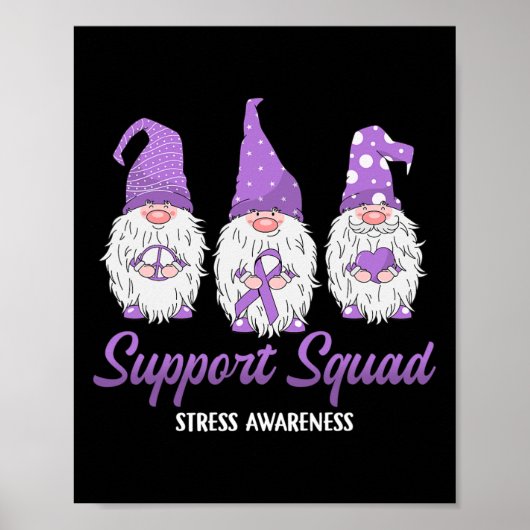 Poster Gnome Support Squad Lavender Ribbon Stress (Devant)