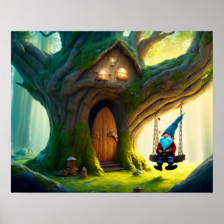 Poster Gnome Swing on a Swing from his Tree House.