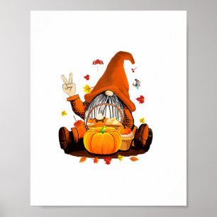 Poster Gnomes Automne Mignonne Halloween Thanksgiving Lon