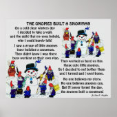 POSTER GNOMES CONSTRUIRE SNOWMAN (Devant)