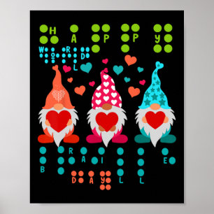 Poster Gnomes de la Saint-Valentin Braille Amour – Cœur M