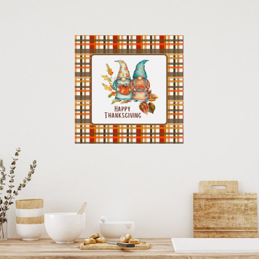 Poster Gnomes de Thanksgiving mignons (Cuisine)