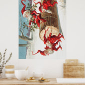 Poster Gnomes dragging a cut tree trunk through the snow (Cuisine)