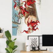 Poster Gnomes dragging a cut tree trunk through the snow (Bureau à domicile)