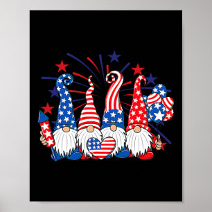 Poster Gnomes du 4 juillet Drapeau américain patriotique