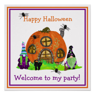 Poster Gnomes Enfants Halloween Bienvenue À Ma Fête