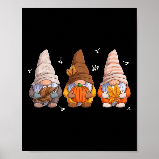 Poster Gnomes Gnomes d'action de grâces avec Feuilles Cit (Devant)