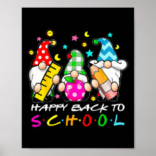 Poster Gnomes mignons Heureux Retour À L'École Enseignant