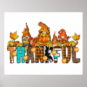 Poster Gnomes reconnaissants automne Action de grâce citr