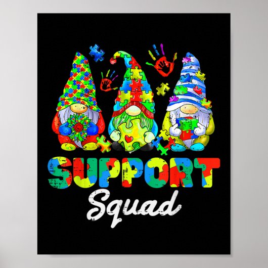 Poster Gnomes Sensibilisation sur l'autisme Support Squad (Devant)