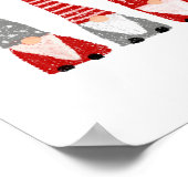 Poster Gnomies de Noël modernes Nordic Red Gris Blanc (Coin)