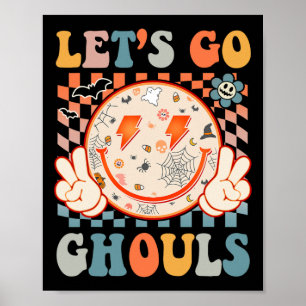 Poster Go Ghouls Hippie Smile Face Retro Halloween