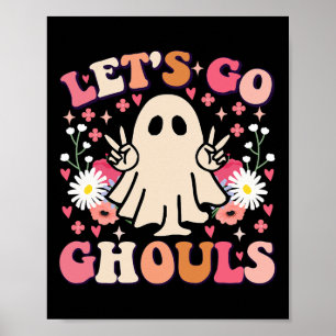 Poster Go Ghouls Retro Fantôme Floral Super Halloween