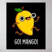 Poster Go Mango Funny Running Mango Pun Dark BG (Devant)
