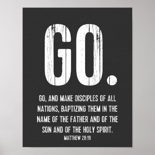 Poster Go. Modern Bible Verse, Scripture, Matthew 28:19 (Devant)