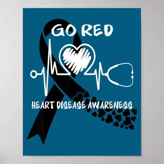 Poster Go Red Heart Disease Awareness Month  (Devant)