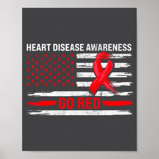 Poster Go Red Heart Disease Suprt Flag - Heart Disease Aw (Devant)
