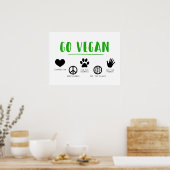 Poster Go Vegan De l'environnement Compassion Veganism (Cuisine)