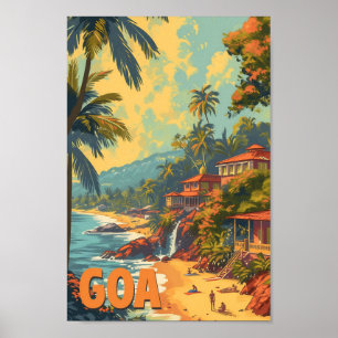 Poster Goa Beach Inde Illustration de voyage artistique