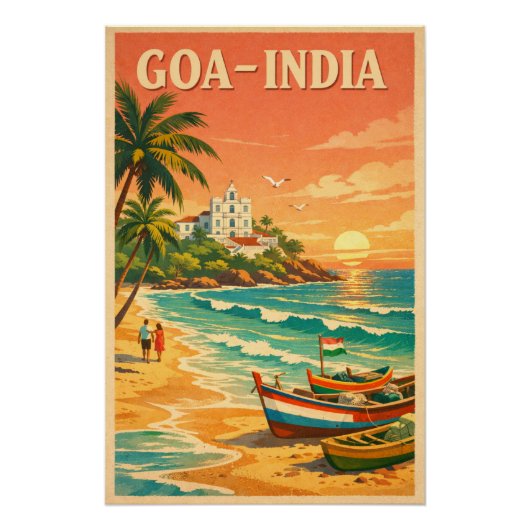 Poster Goa, Inde, dans un classique rétro de voyage (Devant)