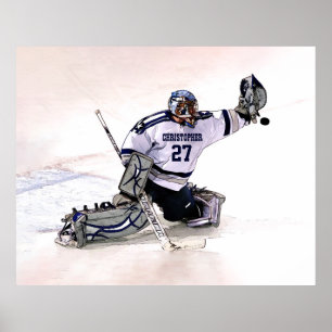 Poster Goalkeeper De Hockey Sur Glace Avec Votre Nom Dess