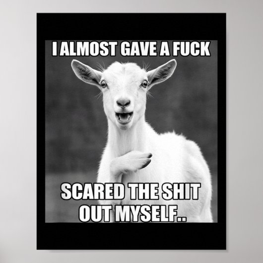 Poster Goat I Almost Gave A For Funny Farm Animal Meme  (Devant)