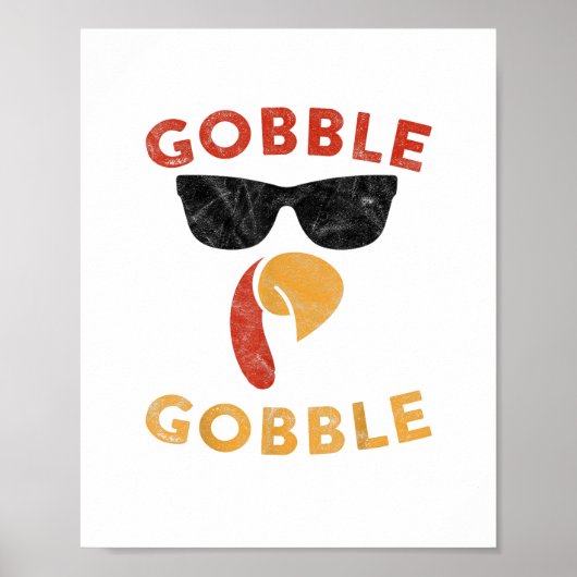 Poster Gobble Gobble Turquie Thanksgiving Day Cadeaux Vin (Devant)