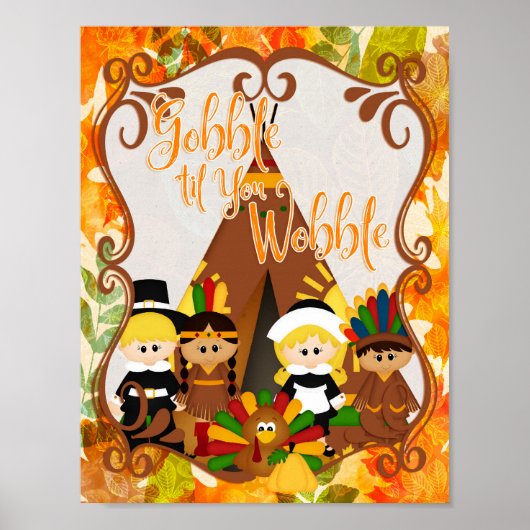 Poster Gobble 'til You Wobble - Thanksgiving (Devant)