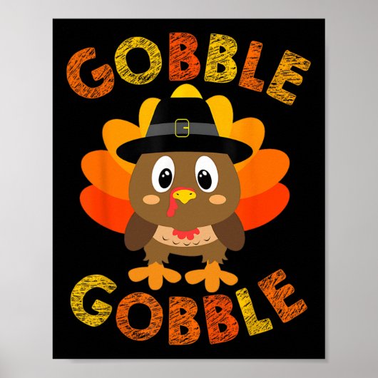 Poster Gobble Turquie Petits garçons Filles Enfants Thank (Devant)
