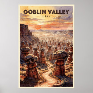 Poster Goblin Valley Utah Voyage Rétro