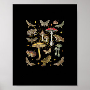 Poster Goblincore Fougère Papillon Champignon Esthétique