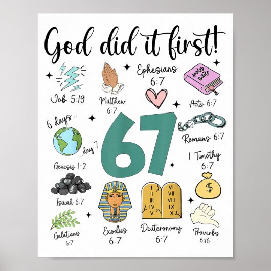 Poster God Did It First 67 Meme Retro Christian Funny Fai (Devant)