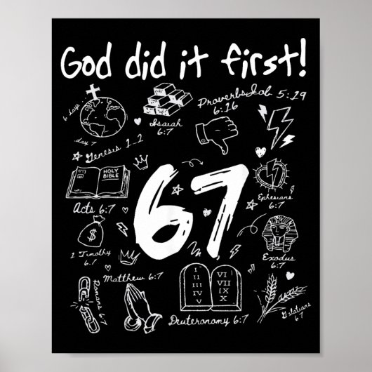 Poster God Did It First Funny Christian 6 7 Six Seven (Devant)