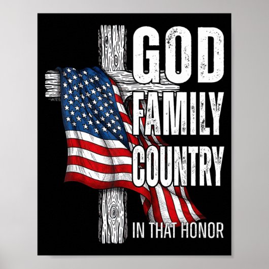 Poster God Family Country American Flag Christian Patriot (Devant)
