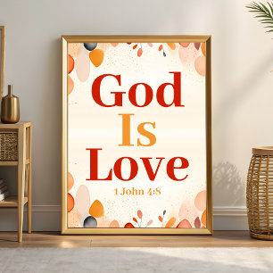 Poster God Is Love Boho Christian Wall Art print
