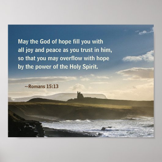 Poster God of Hope, Romans 15:13 Bible Vers, Irish Coast (Devant)