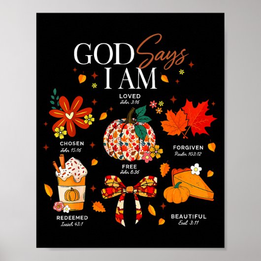Poster God Says I Am Fall Vibes Autumn Christian Women Me (Devant)