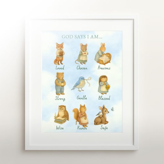 Poster God Says I Am – Scripture Declaration Nursery Wal