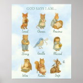 Poster God Says I Am – Scripture Declaration Nursery Wal  (Devant)