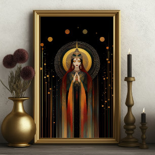 Poster Goddess celtique Brigid Arc-en-ciel Gold Black Art