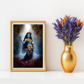 Poster Goddess Kali Ma Blue Floral Waterfall Fantasy Art